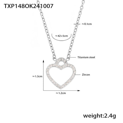 Jewelry Elegant Luxurious Vacation Heart Shape Titanium Steel 18K Gold Plated Plating Jewelry Set