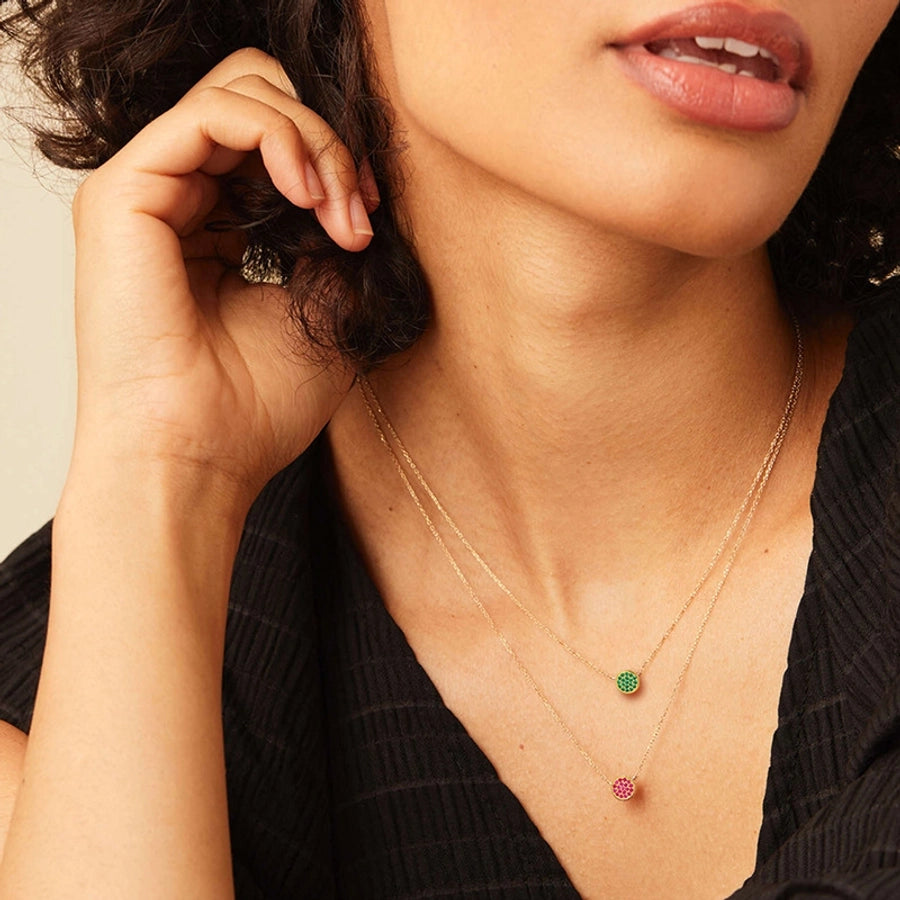 Jewelry IG Style Simple Style Round 304 Stainless Steel Zircon 14K Gold Plated Inlay Necklace