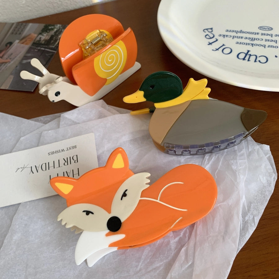 Women's Cute Fox Snails Duck Acetic acid sheets Hair Claws