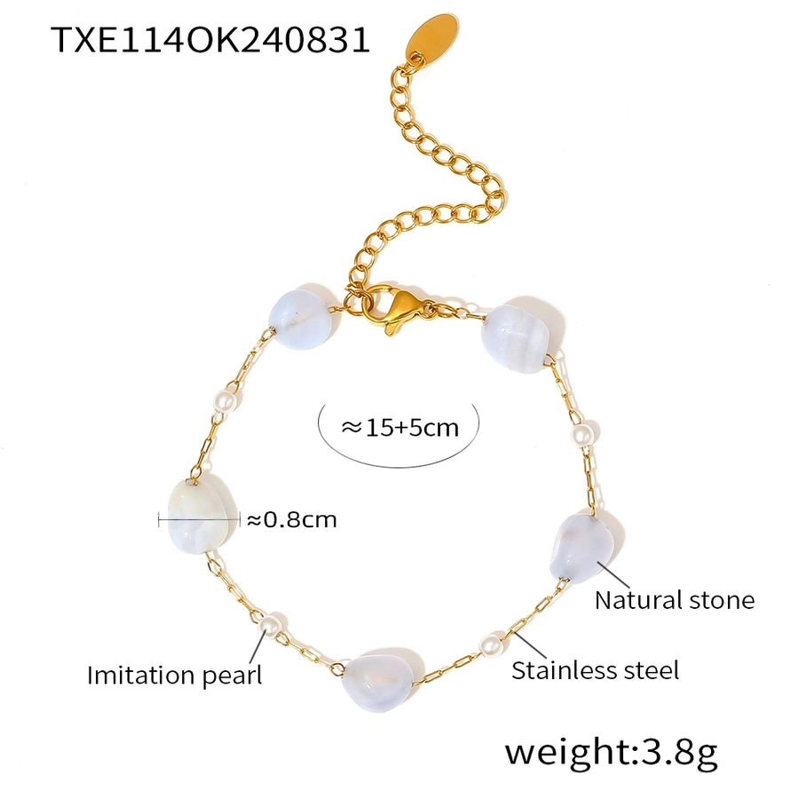 New Natural Stone Clavicle Necklace Light Luxury Bracelet  Hot Selling Stainless Steel Jewelry Set