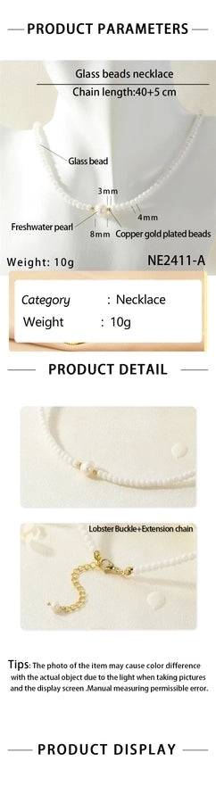 Jewelry Lady Classic Style Circle Glass Copper Necklace