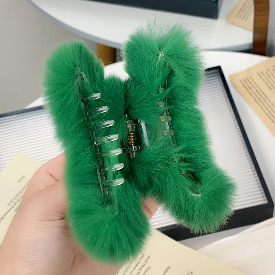 Women's Simple Style Solid Color rabbit fur Hair Claws