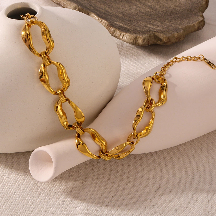 IG Style Classic Style Geometric 304 Stainless Steel 18K Gold Plated Bracelets In Bulk