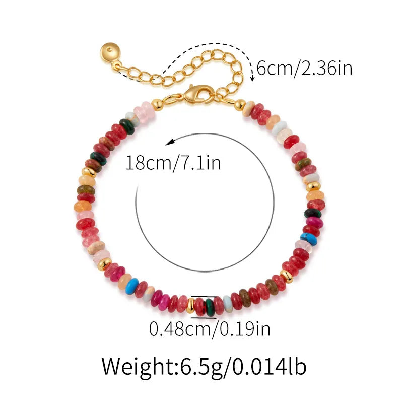 turquoise Copper Beaded Crystal Artificial Crystal Natural Stone Turquoise Bracelets