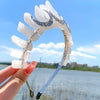 Women's Queen Bridal Classic Style Moon Alloy Knitting Inlay Natural Stone Hair Band