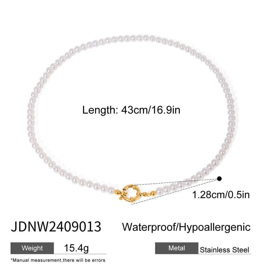 Jewelry Simple Style Classic Style Round 304 Stainless Steel Beaded Pearl Necklace