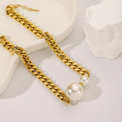 Jewelry Retro Simple Style Round 304 Stainless Steel Pearl Pendant Necklace