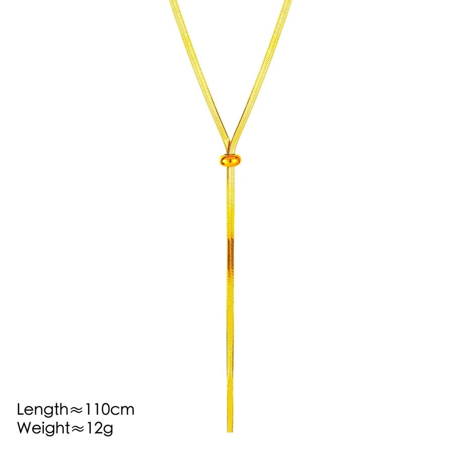 Jewelry Elegant Streetwear Solid Color 304 Stainless Steel Long Necklace Necklace