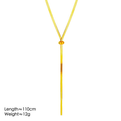 Jewelry Elegant Streetwear Solid Color 304 Stainless Steel Long Necklace Necklace