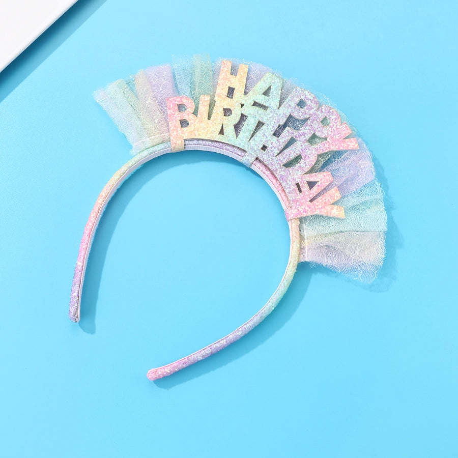 Kid'S Cute Romantic Sweet Letter Plastic Cloth Sequins Net Yarn Hair Band