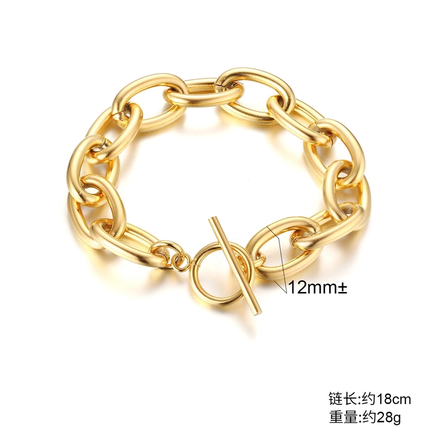 Elegant Simple Style Streetwear Solid Color 304 Stainless Steel 18K Gold Plated Bracelets In Bulk