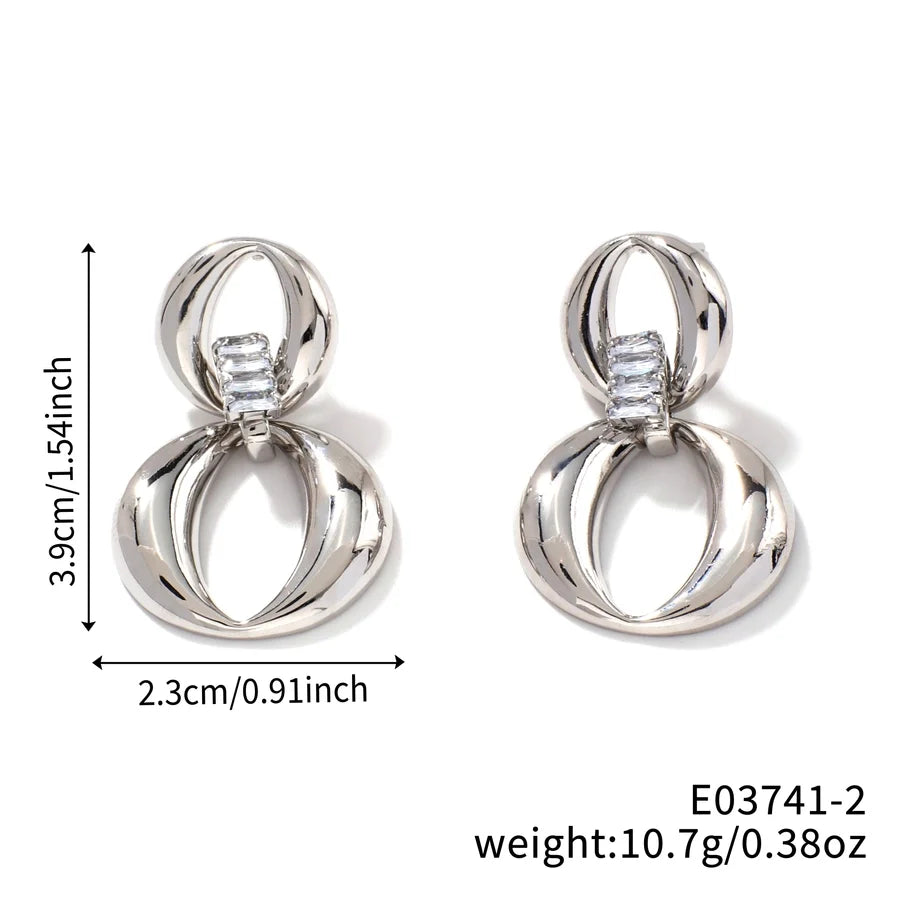 1 Pair Elegant Glam Shiny Geometric Inlay Copper Zircon K Gold Plated Rhodium Plated Drop Earrings