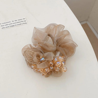 fashion bow knot cloth handmade rhinestones hair tie 1 piece