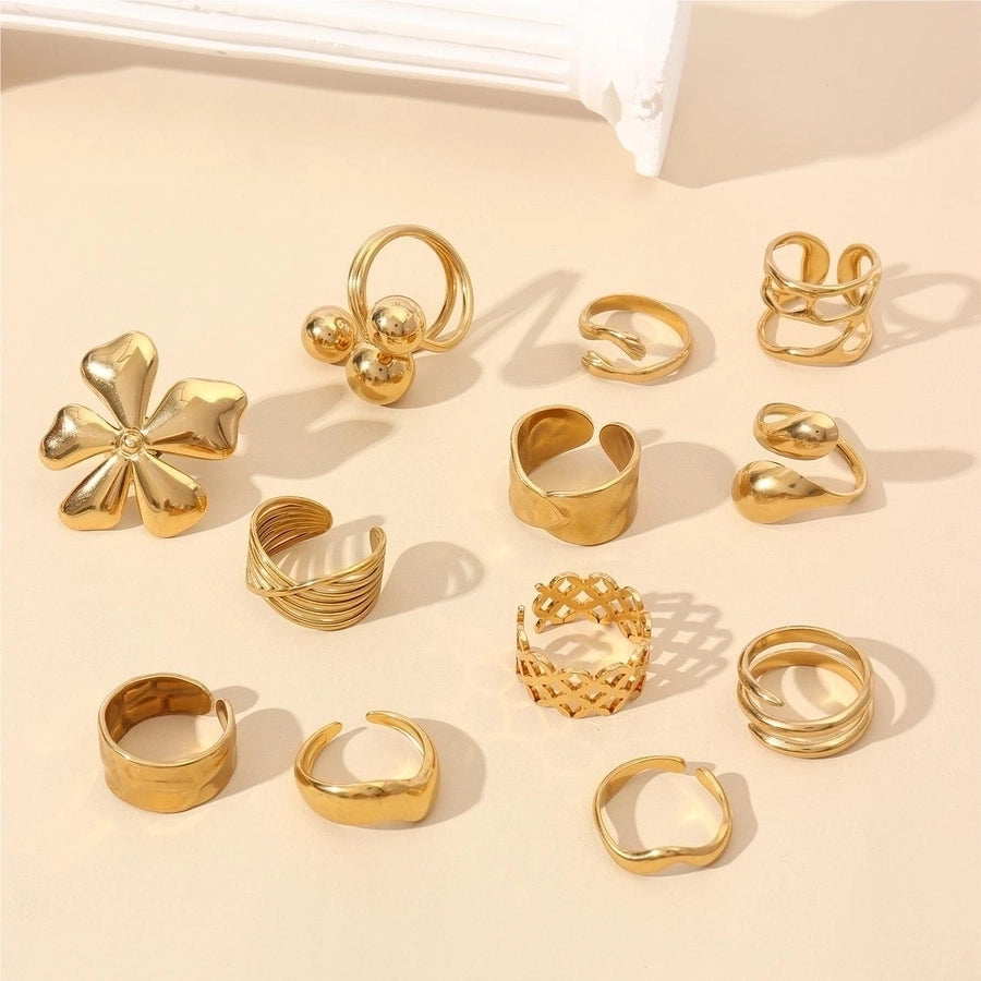 Jewelry Retro Floral 304 Stainless Steel Plating Open Rings