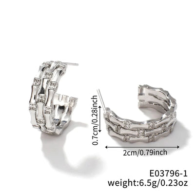 1 Pair Elegant Lady Shiny Geometric Inlay Copper Zircon K Gold Plated Rhodium Plated Earrings