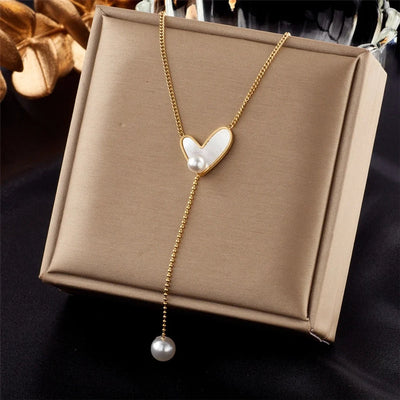 Jewelry Lady Geometric Star Heart Shape Titanium Steel Zircon Plating Necklace