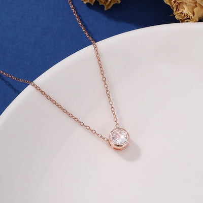Jewelry Elegant Sweet Simple Style Round Copper Zircon Imitation Gold  Inlay Necklace