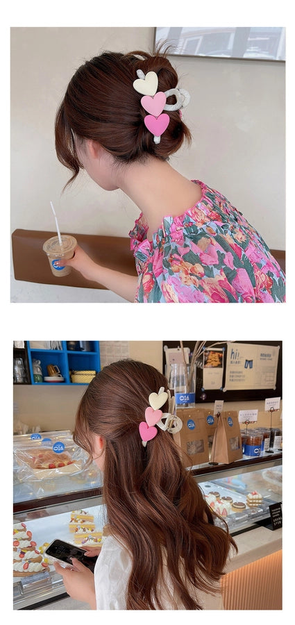 Online celebrity Korean style gradient love back head temperament female hairpin summer simple sweet  shark clip grip