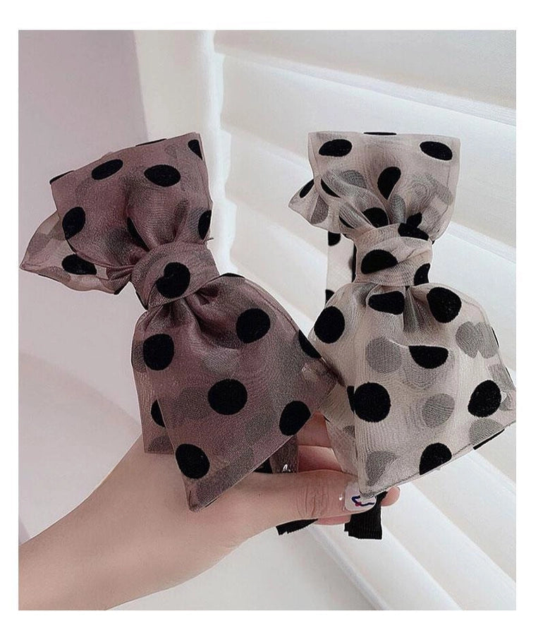 Elegant niche polka dot bow headband female versatile internet celebrity  outing hair band Sweet wide-brimmed simple headband