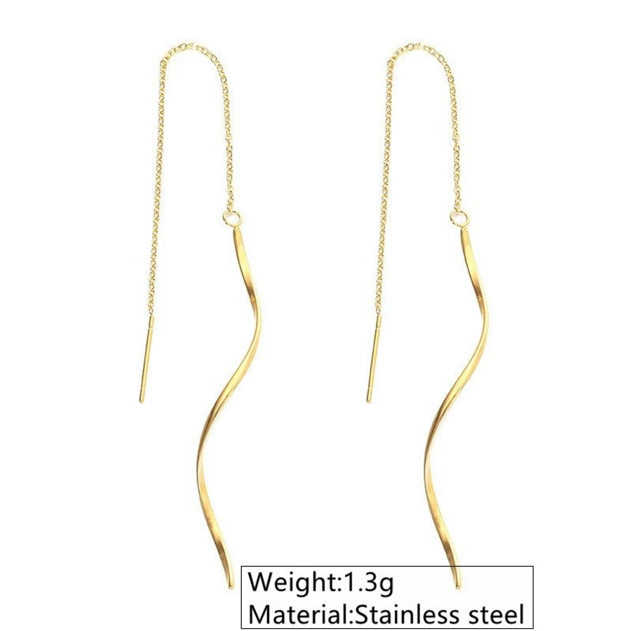1 Pair Sweet Simple Style Classic Style Solid Color Plating 304 Stainless Steel 18K Gold Plated Ear line