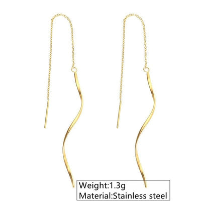 1 Pair Sweet Simple Style Classic Style Solid Color Plating 304 Stainless Steel 18K Gold Plated Ear line