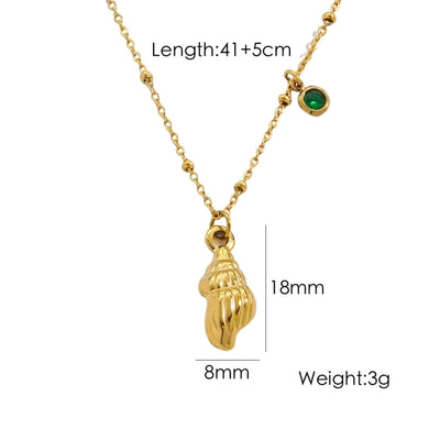 Jewelry Marine Style Starfish Conch Dolphin Titanium Steel Inlaid Gemstone Pendant Necklace