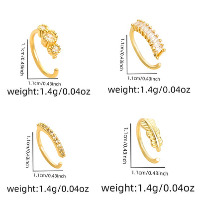 1 Piece Nose Rings & Studs Simple Style Geometric Heart Shape Alloy Plating Inlay Rhinestones Nose Rings & Studs