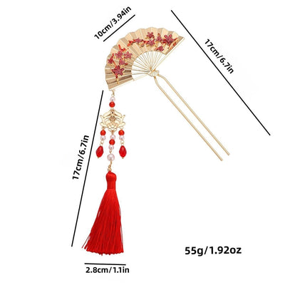 Women's Retro Sector Metal Beaded Tassel Hairpin