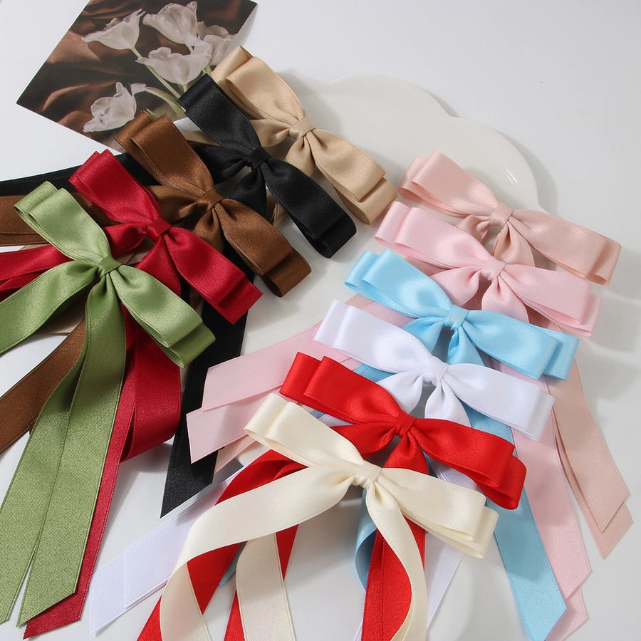 Guanyang  New Arrival 2.5cm Polyester Cotton Double Bow Barrettes Duckbill Clip Sweet Hair Pin Bar Shaped Hair Clip