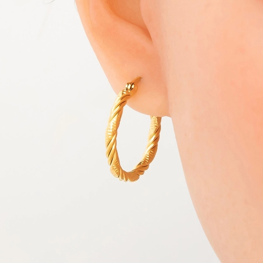 1 Pair Elegant Solid Color Plating Inlay 304 Stainless Steel Pearl 18K Gold Plated Earrings Ear Studs