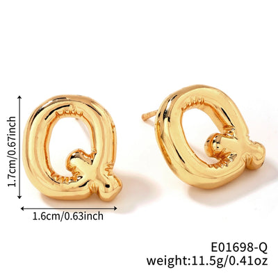 1 Pair Sweet Simple Style Shiny Letter Plating Copper K Gold Plated Ear Studs