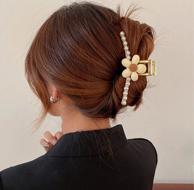 simple style geometric artificial pearl handmade hair claws 1 piece