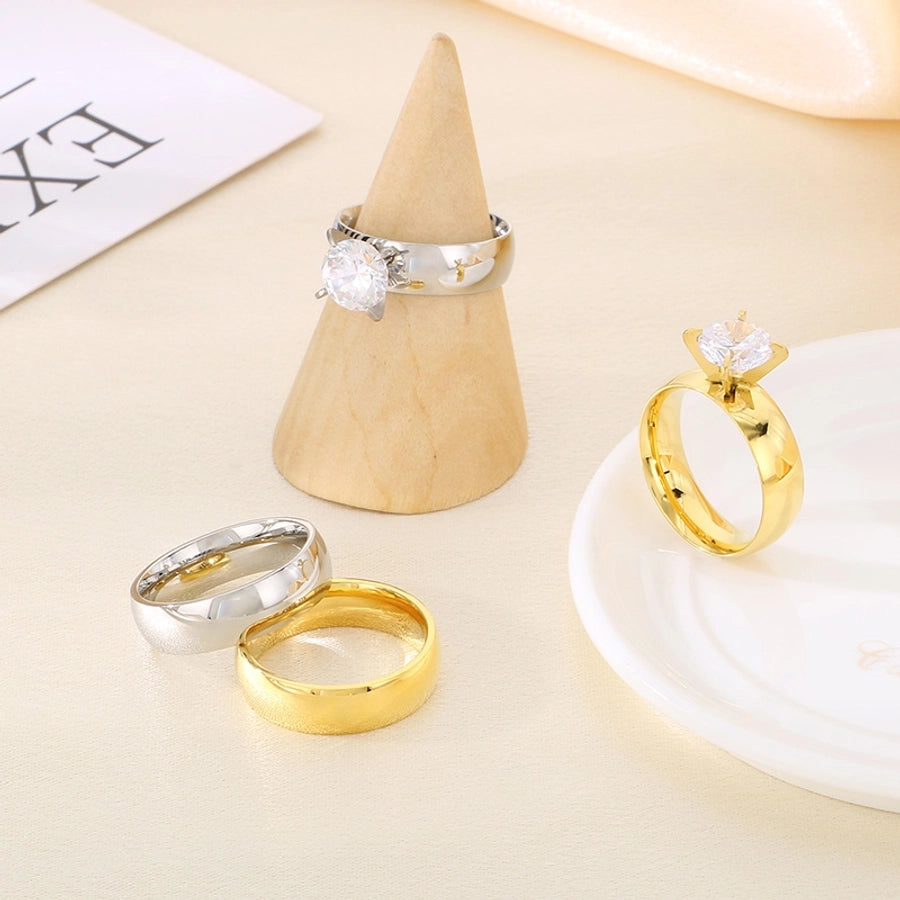 Jewelry Vintage Style Geometric 304 Stainless Steel 18K Gold Plated Rings