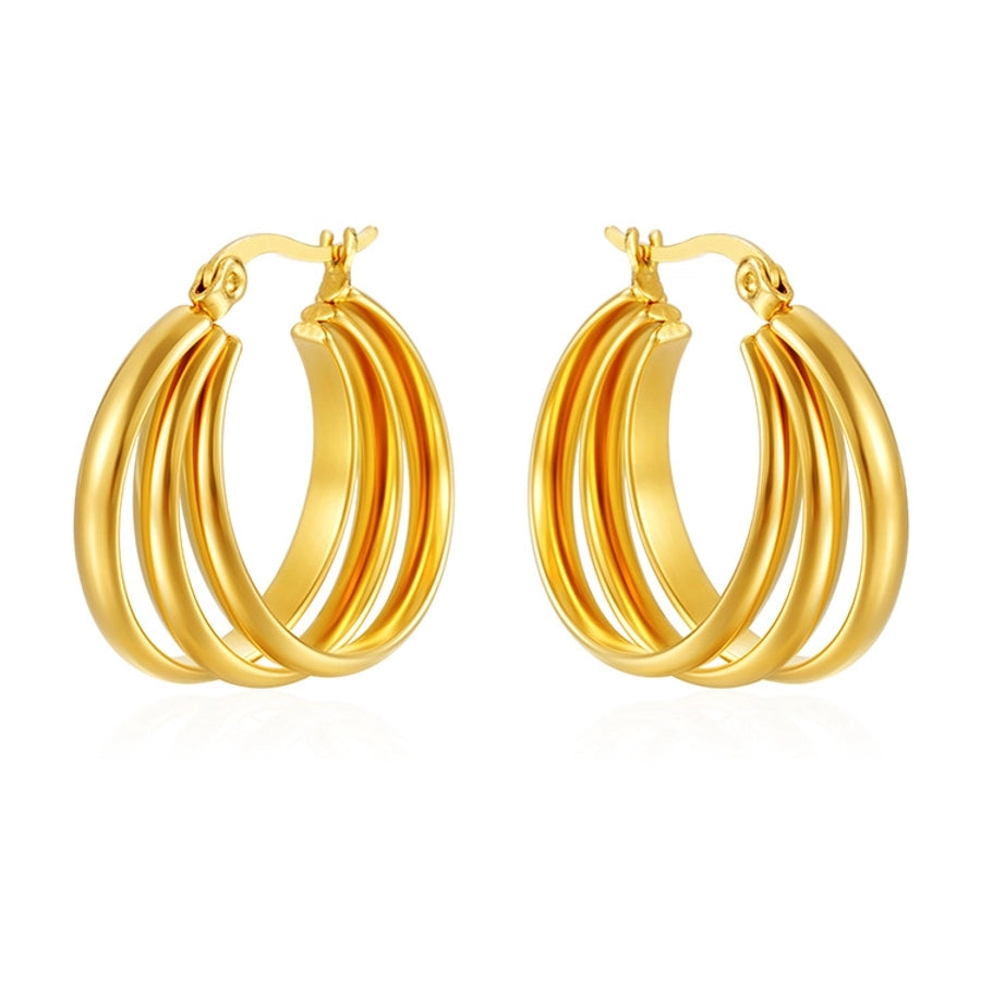1 Pair Simple Style Solid Color 304 Stainless Steel 18K Gold Plated Earrings