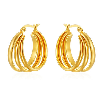 1 Pair Simple Style Solid Color 304 Stainless Steel 18K Gold Plated Earrings