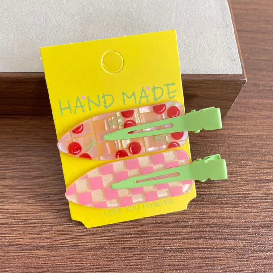 Women's IG Style Cute Stripe Fruit Solid Color Plastic Resin Hair Clip