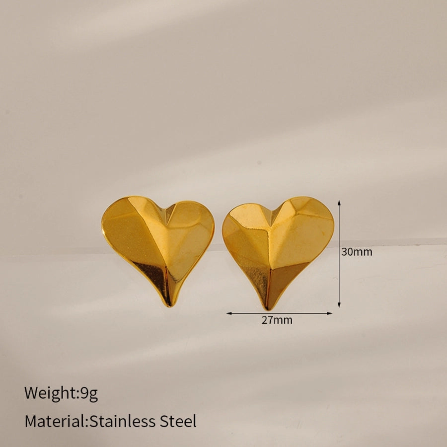 1 Pair Simple Style Classic Style Circle Heart Shape Spiral 304 Stainless Steel Ear Studs