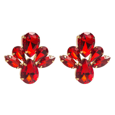 1 Pair Glam Classic Style Shiny Floral Inlay Alloy Rhinestones Glass 14K Gold Plated Ear Studs