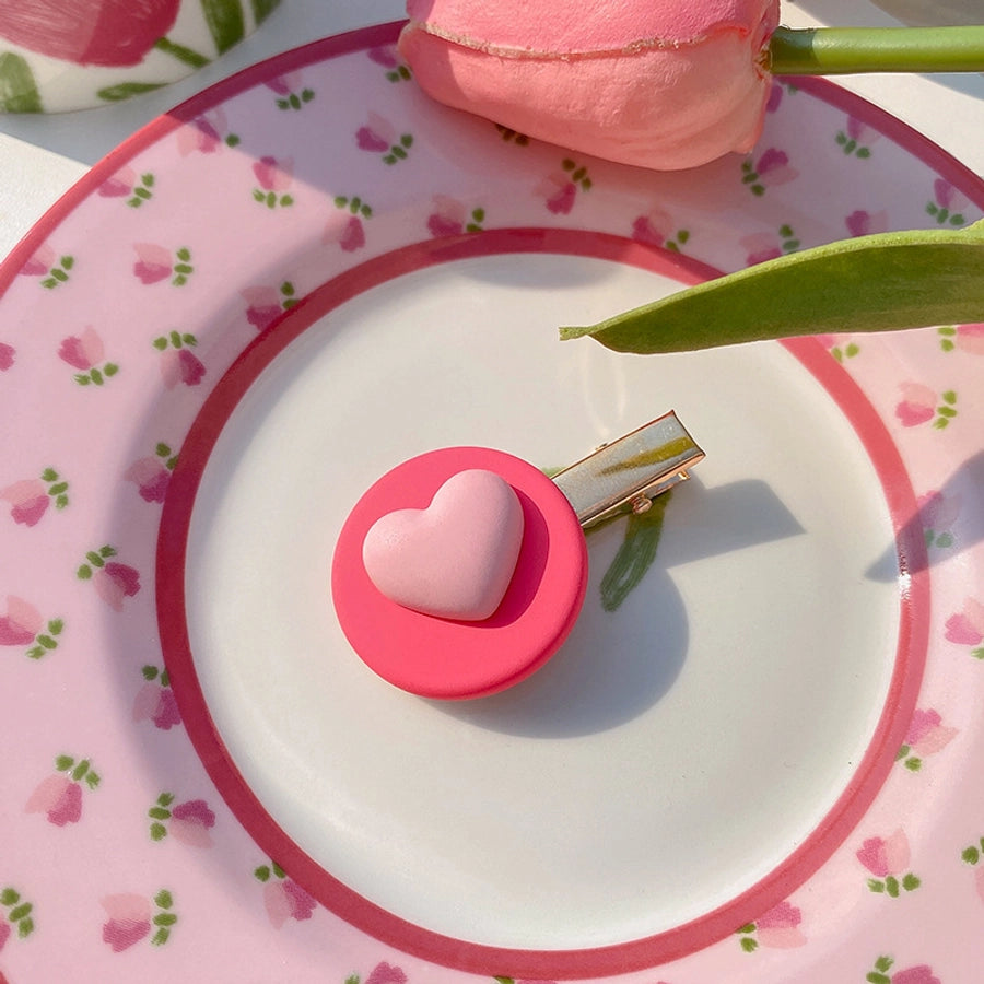 cute heart shape flower resin plating hair clip