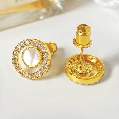 1 Pair IG Style Novelty Circle Hollow Out Inlay Copper Zircon Ear Studs