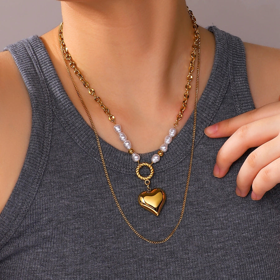 Jewelry Simple Style Commute Heart Shape Titanium Steel Pendant Necklace