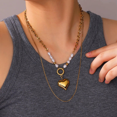 Jewelry Simple Style Commute Heart Shape Titanium Steel Pendant Necklace