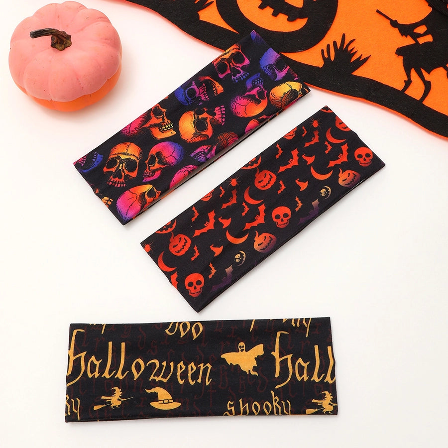 Women's Cute Funny Pumpkin Cartoon Character Spider Cloth Printing Hair Tie