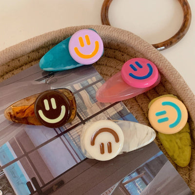 cute simple style Smile face arylic hair clip