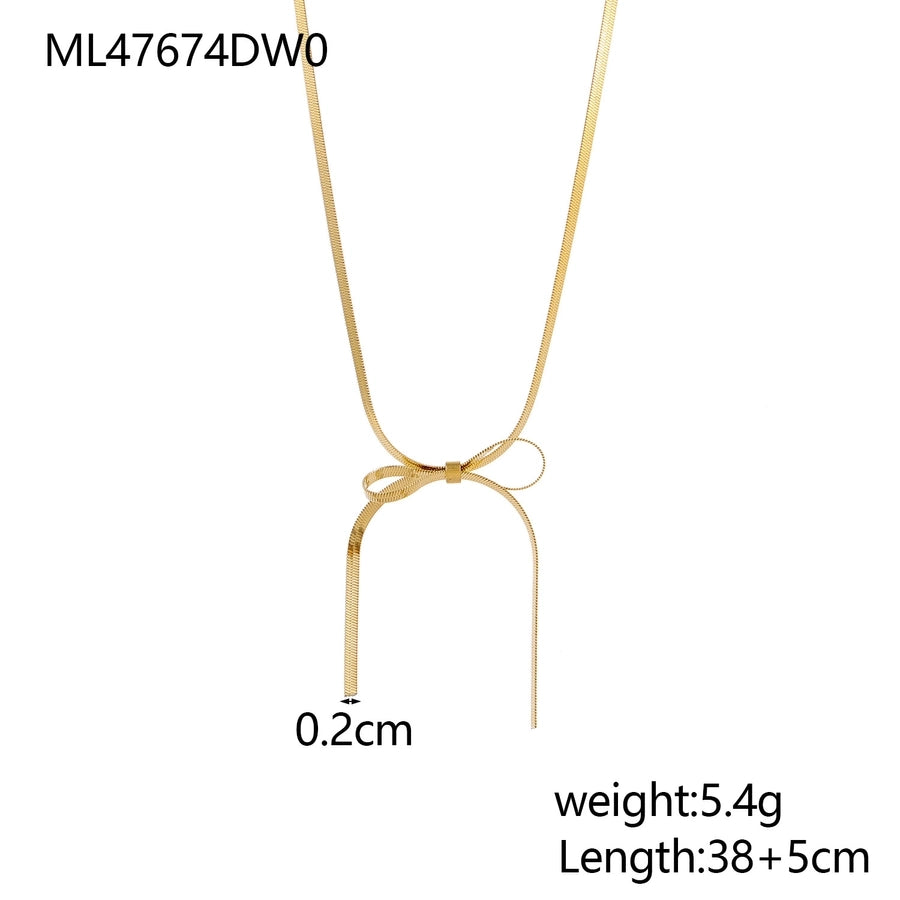 Jewelry Elegant Sun Bow Knot 304 Stainless Steel Necklace