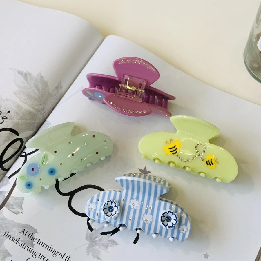 Women's Cute Solid Color Flower Acetic acid sheets Hair Claws