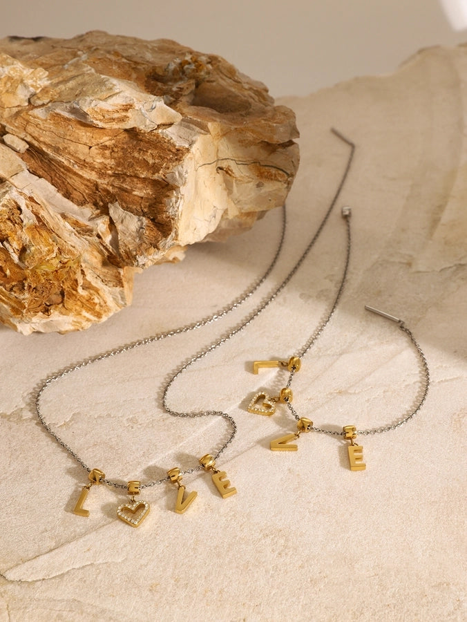 Princess Wedding Artistic Letter 304 Stainless Steel Artificial Rhinestones Bracelets In Bulk