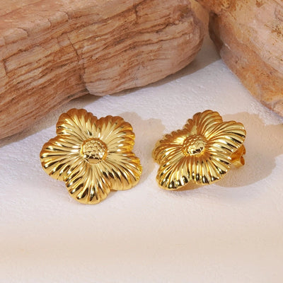 1 Pair Sweet Commute Flower 304 Stainless Steel Imitation Gold  Ear Studs