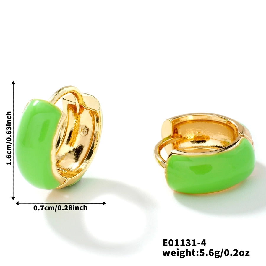 1 Pair Elegant Simple Style Shiny Round Inlay Copper Resin K Gold Plated Earrings