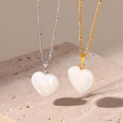 Jewelry Elegant Heart Shape 304 Stainless Steel Shell 18K Gold Plated Plating Pendant Necklace